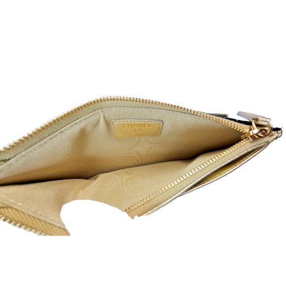 CHANEL Black Velvet Quilted Small CC Zip Pouch Case Clutch Wallet Bag w Card - Picture 12 of 16